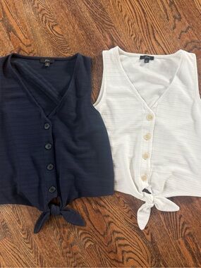 Lot of 2 J. Crew button up tie front knit tops size XS